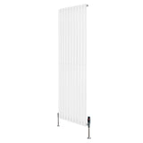 Oval single column radiator in sleek white finish, 1800mm x 600mm, featuring modern vertical design and chrome valves