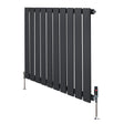 Flat single column radiator in anthracite grey, featuring sleek vertical panels and chrome valves, ideal for modern interiors