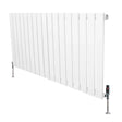 Flat single column radiator in white, 600mm x 1190mm, featuring sleek vertical slats and modern valves for efficient heating