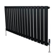 Flat single column radiator in sleek black finish, 600mm x 1190mm, featuring vertical slats and stylish valves for modern interiors