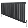 Flat single column radiator in anthracite grey, featuring a sleek design with vertical slats and adjustable valves for modern interiors