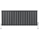 Flat single column radiator in anthracite grey, 600mm x 1400mm, featuring sleek vertical slats and chrome valves for modern decor