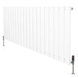 Flat single column radiator in white, measuring 600mm x 1400mm, featuring sleek vertical panels and chrome valves for modern decor