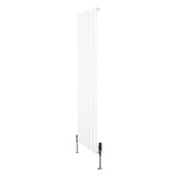 Flat single column radiator in white, 1600mm x 420mm, featuring sleek vertical lines and modern valves for efficient heating