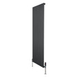 Flat single column radiator in anthracite grey, 1600mm x 560mm, featuring sleek vertical lines and modern valve design