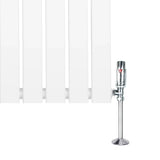 Flat single column radiator in white, 1600mm x 700mm, featuring sleek vertical panels and a chrome valve for modern heating solutions