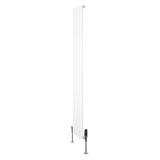 Flat single column radiator in white, 1800mm x 280mm, featuring sleek vertical lines and modern valves for efficient heating