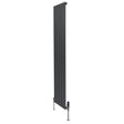 Flat single column radiator in anthracite grey, 1800mm x 420mm, featuring sleek vertical panels and modern valve design