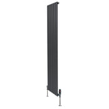 Flat single column radiator in anthracite grey, 1800mm x 420mm, featuring sleek vertical panels and modern valve design