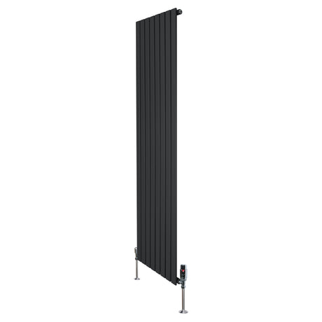 Black vertical radiator on a white background