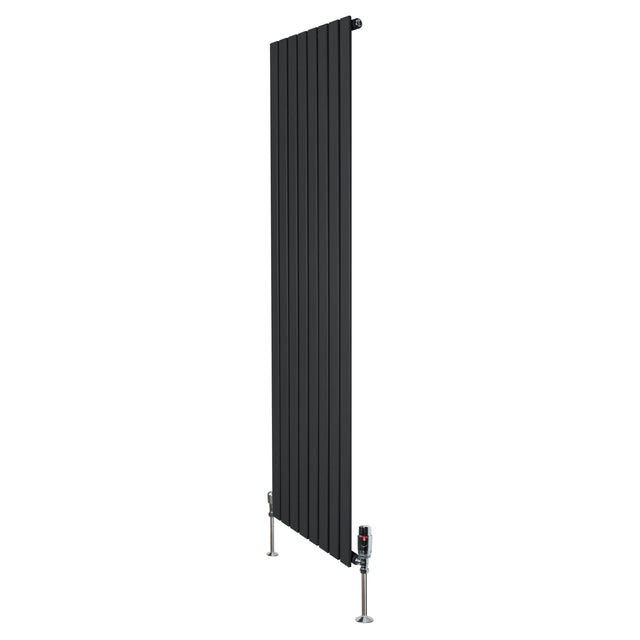Black vertical radiator on a white background