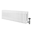 Traditional white 4 column radiator with a smooth finish, featuring a sleek valve, ideal for classic and modern interiors