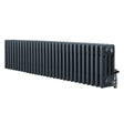 Traditional anthracite grey 4 column radiator with a sleek, elongated design and polished valves, ideal for modern interiors