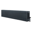 Traditional anthracite grey 4 column radiator with a sleek, elongated design and polished valve, ideal for modern interiors
