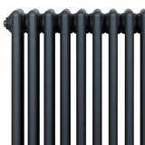 Traditional anthracite grey 4 column radiator with smooth, rounded edges and a sleek finish, ideal for modern interiors