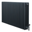 Traditional anthracite grey 4 column radiator with a sleek, textured finish and stylish valves, measuring 600 x 1010mm