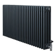 Traditional anthracite grey 4 column radiator with a sleek, textured finish and chrome valves, measuring 600 x 1190mm