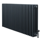 Traditional anthracite grey 4 column radiator with a sleek, textured finish and chrome valves, measuring 600 x 1190mm
