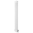 Traditional 4 column radiator in white, 1800 x 200mm, featuring a sleek vertical design and a black valve for easy temperature control
