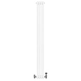 Traditional white 4 column radiator with a sleek, smooth finish and chrome valves, measuring 1800 x 200mm, ideal for heating spaces