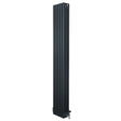 Traditional anthracite grey 4 column radiator, 1800 x 290mm, featuring a sleek vertical design and polished valves for modern interiors