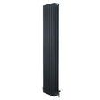 Traditional 4 column radiator in anthracite grey, 1800 x 380mm, featuring vertical lines and polished valves for a sleek look