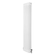 Traditional white 4 column radiator with a sleek vertical design, measuring 1800 x 380mm, featuring polished valves and smooth texture