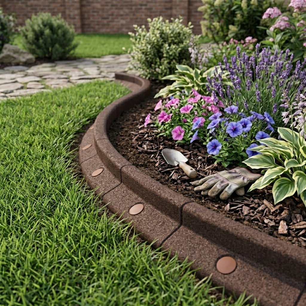 Flexible Lawn Edging 16 x 1.2m With Mallet - Brown
