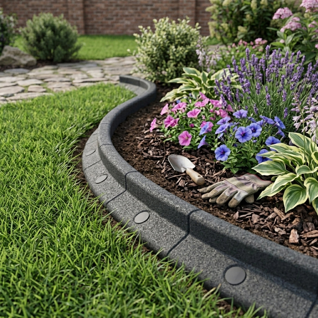 Flexible Lawn Edging 50 x 1.2m With Mallet - Grey