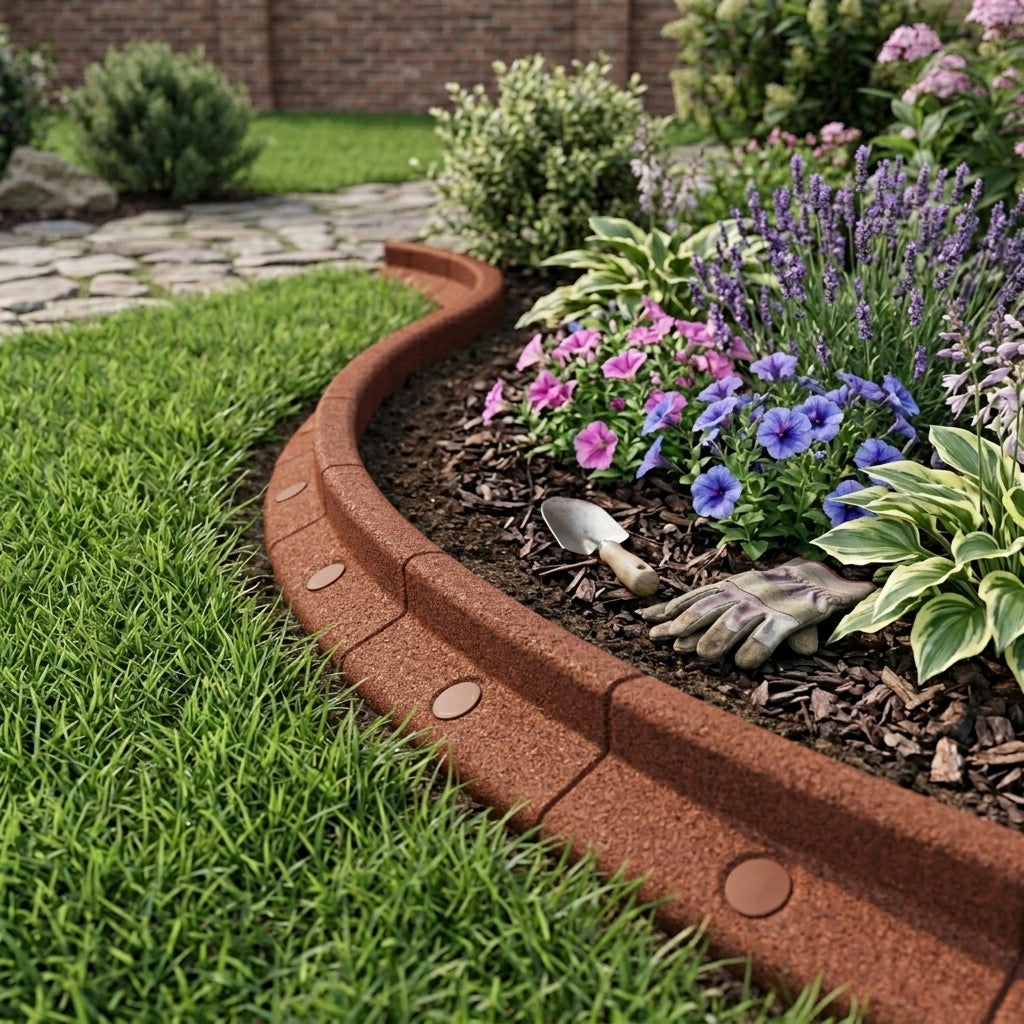 Flexible Lawn Edging 36 x 1.2m With Mallet - Terracotta