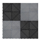 Vented Garage Floor Tiles With Edges – 60 Black & 60 Grey