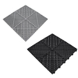 Vented Garage Floor Tiles With Edges – 60 Black & 60 Grey