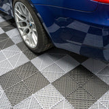 Vented Garage Floor Tiles With Edges – 60 Black & 60 Grey