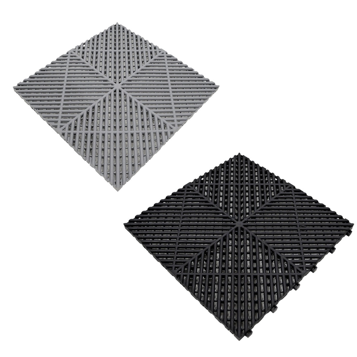 Vented Garage Floor Tiles With Edges – 90 Black & 30 Grey