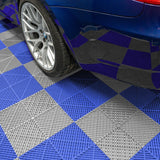 Vented Garage Floor Tiles With Edges – 120 Grey & 120 Blue