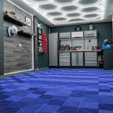 Hexagon LED Light & Vented Garage Floor Tiles x 120 With Edges - Blue