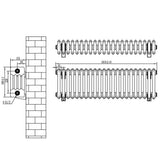 Traditional 4 column radiator in white, featuring a sleek design with precise dimensions of 300 x 1010mm, ideal for classic interiors