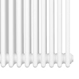 Traditional white 4 column radiator with a smooth finish, featuring a sleek design and compact dimensions of 300 x 1010mm