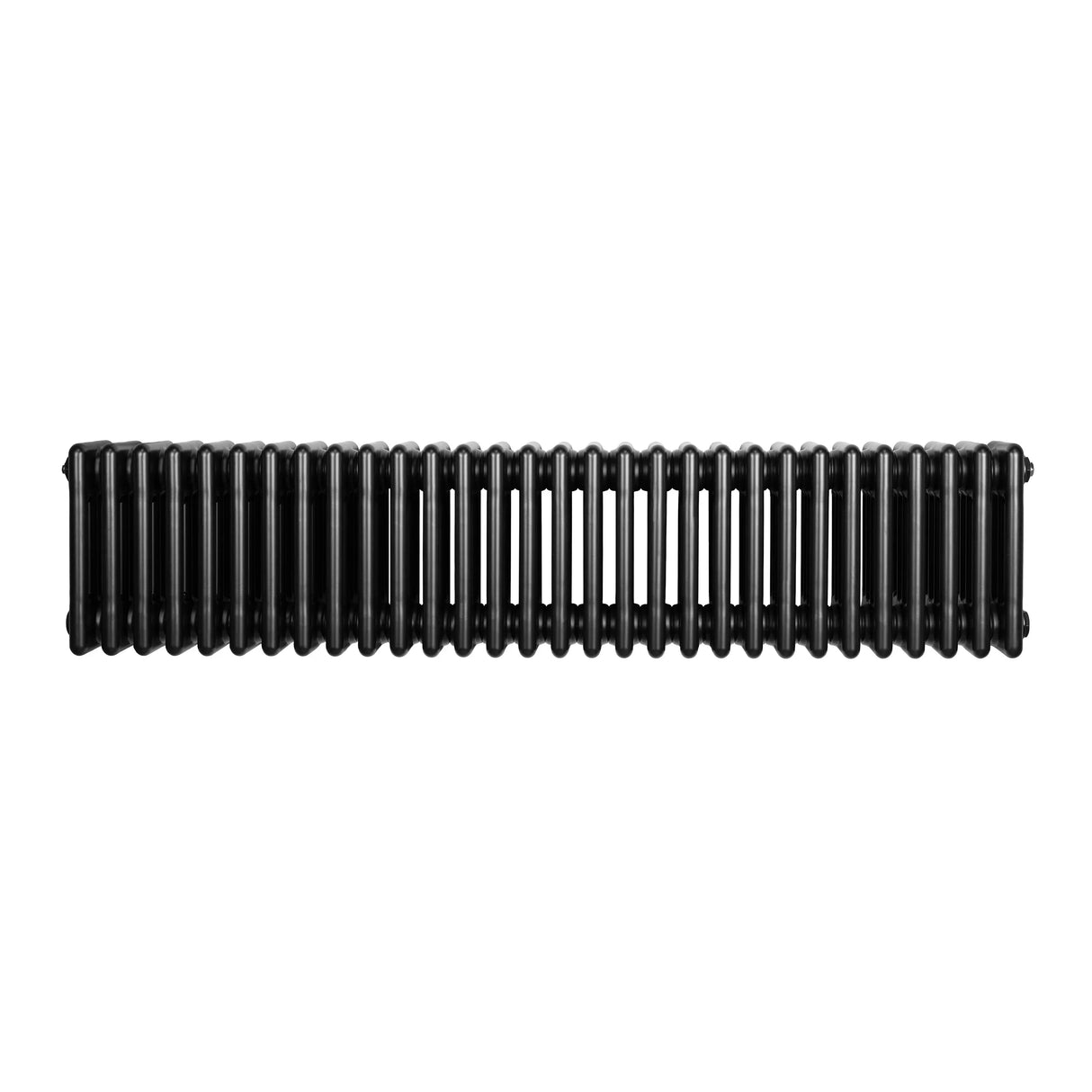 Traditional 4 column radiator in sleek black finish, measuring 300 x 1010mm, featuring a smooth, modern design and sturdy construction