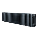 Traditional anthracite 4 column radiator, 300 x 1370mm, featuring a sleek, ribbed design and durable metal construction for efficient heating