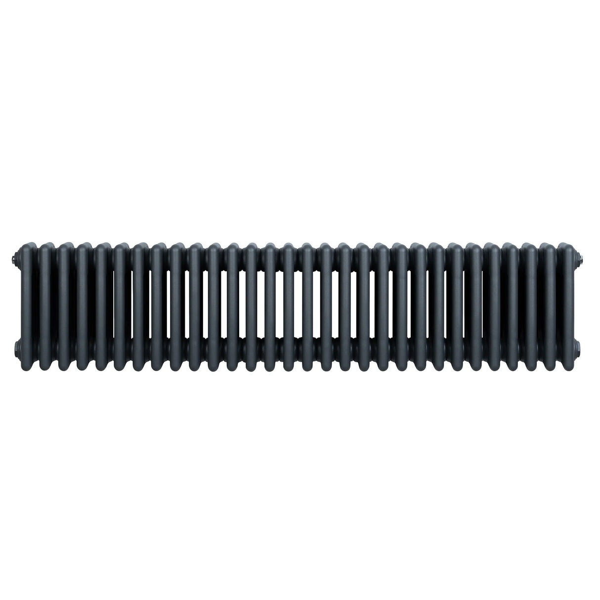 Traditional anthracite 4 column radiator, 300 x 1370mm, featuring a sleek, ribbed design with a smooth matte finish and sturdy construction