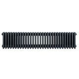Traditional anthracite 4 column radiator, 300 x 1370mm, featuring a sleek, ribbed design with a smooth matte finish and sturdy construction