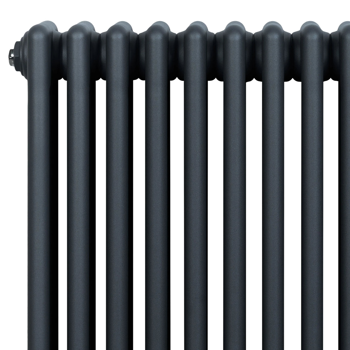 Traditional 4 column radiator in anthracite, featuring a sleek, matte finish with rounded edges and a modern design, measuring 300 x 1370mm