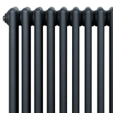 Traditional 4 column radiator in anthracite, featuring a sleek, matte finish with rounded edges and a modern design, measuring 300 x 1370mm