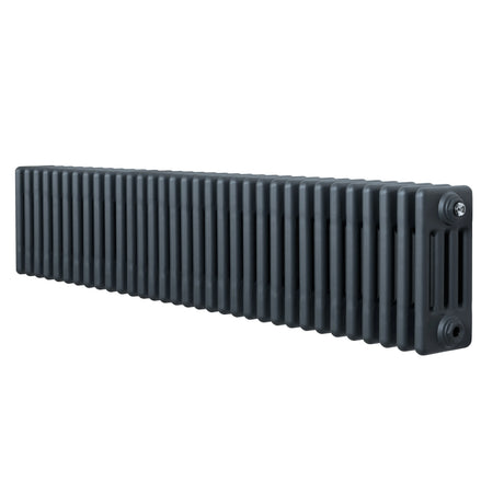 Traditional anthracite 4 column radiator, 300 x 1505mm, featuring a sleek, elongated design with a textured finish for efficient heating