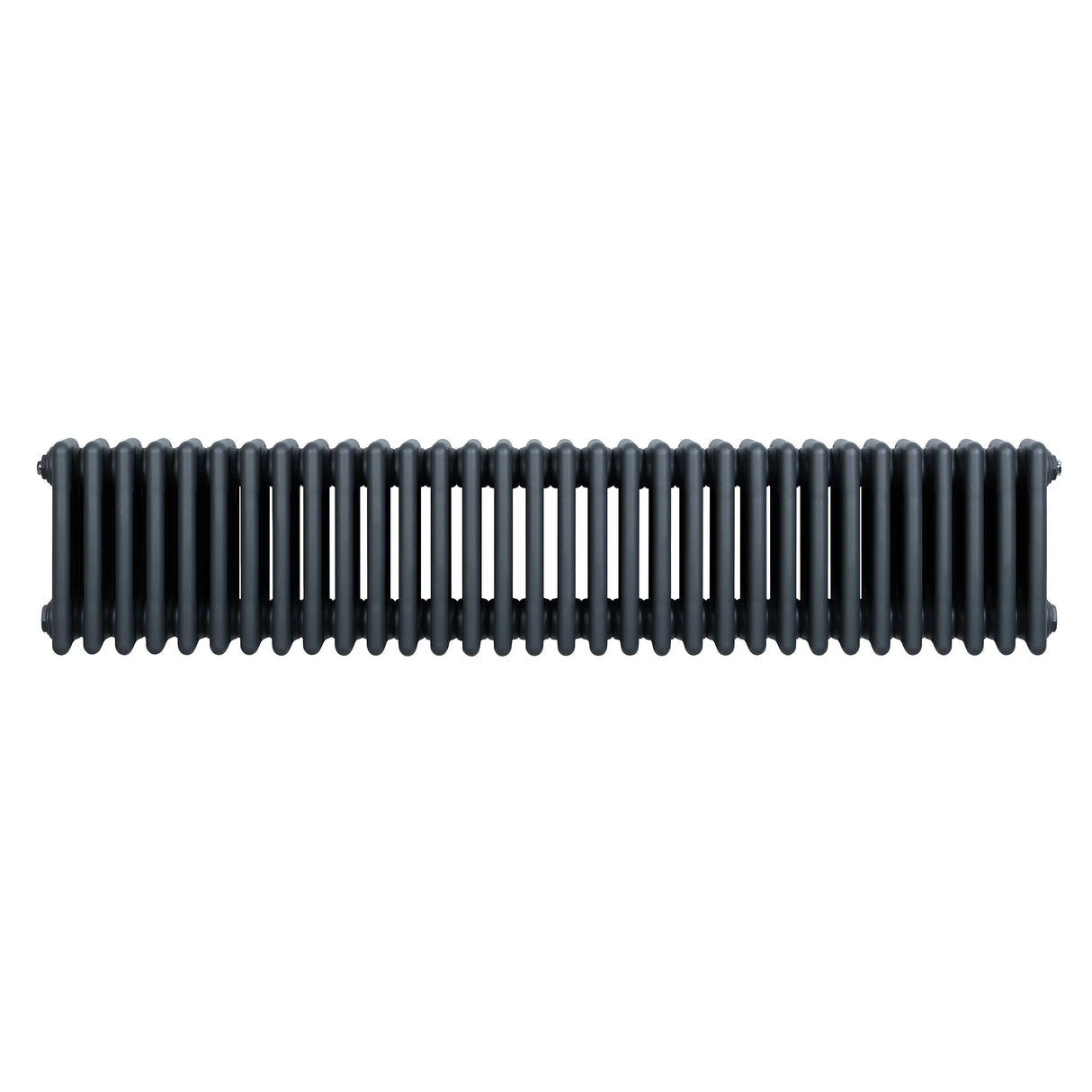 Traditional anthracite 4 column radiator, 300 x 1505mm, featuring a sleek, elongated design with a smooth, matte finish and evenly spaced columns