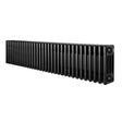 Traditional black 4 column radiator, 300 x 1505mm, featuring a sleek, elongated design with a smooth, matte finish and vertical lines