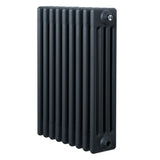 Traditional anthracite grey 4 column radiator, 600 x 425mm, featuring a sleek, smooth finish and a compact design for efficient heating