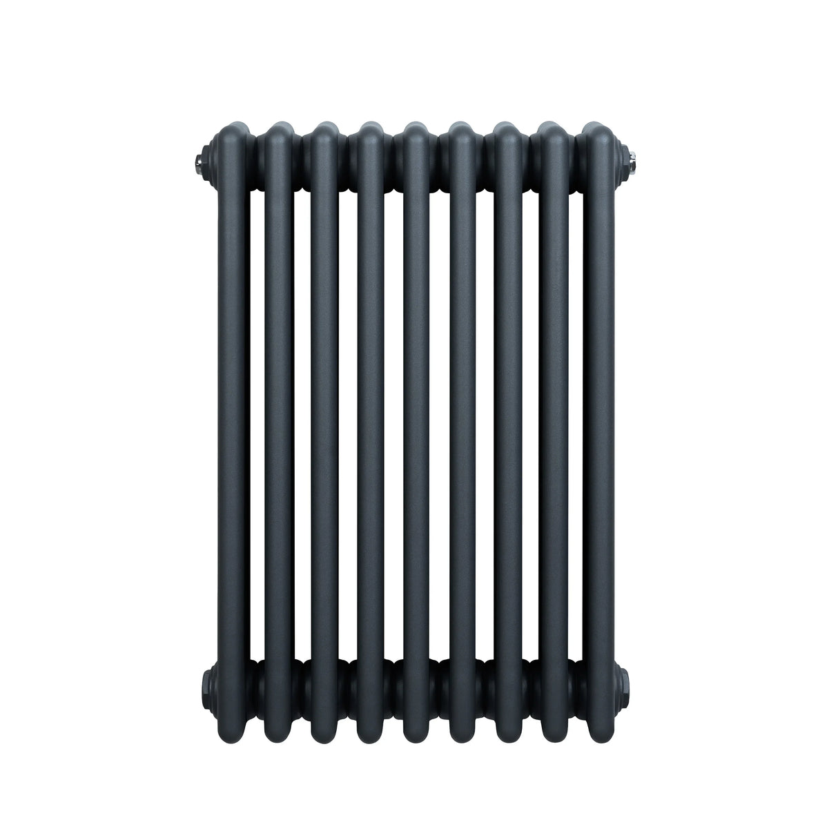 Traditional 4 column radiator in anthracite grey, featuring a sleek, modern design with smooth, rounded edges and a sturdy build