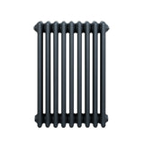 Traditional 4 column radiator in anthracite grey, featuring a sleek, modern design with smooth, rounded edges and a sturdy build